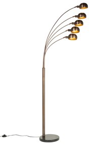Lampada da terra di design bronzo scuro con oro 5 luci - Sixties Marmo