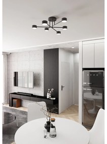 Plafoniera Moderna Thor 6 Luci Nera