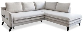 Divano letto angolare beige chiaro L, angolo destro Charming Charlie - Miuform