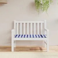 Cuscino Panca Giardino Bianco e Blu 120x50x3 cm Tessuto Oxford 361135