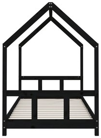 Giroletto per bambini nero 90x190 cm in legno massello di pino
