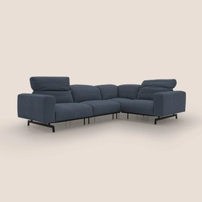 Sakura divano in piuma d'oca angolare REVERSIBILE in morbido tessuto fiammato impermeabile T14 blu