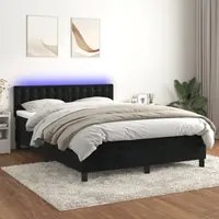 Letto a Molle con Materasso e LED Nero 140x190 cm in Velluto 3134641