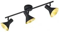 Lampada Soffitto 3 Faretti Spot E14 Nina Nero e Oro Trio Lighting