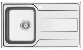 Lavello integrato 1 vasca con gocciolatoio a destra DELINIA Basalt inox L 50 x L 86 cm argento