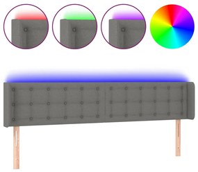 Testiera a led grigio scuro 183x16x78/88 cm in tessuto