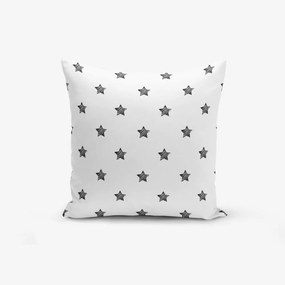 Federa bianca e nera in misto cotone con stella su sfondo bianco, 45 x 45 cm - Minimalist Cushion Covers