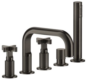 Gruppo bordo vasca 5 fori con bocca di erogazione e deviatore nero xl Inciso 58140 Gessi