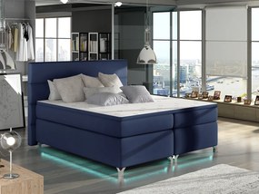 Letto matrimoniale boxspring Vasco de Gama - 160 x 200 cm , Ecopelle blu