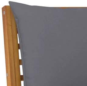 Panca da giardino 114,5cm con cuscino grigio massello di acacia