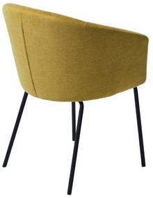 Sedia da pranzo color senape in imbottito con braccioli Easton – Unique Furniture