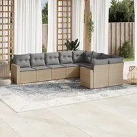 Set Divano da Giardino 9 pz con Cuscini Beige in Polyrattan 3251776