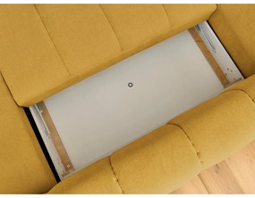 Divano angolare color senape allungabile e con contenitore (penisola a sinistra/a U) con rivestimento in ciniglia Fuji – Bobochic Paris