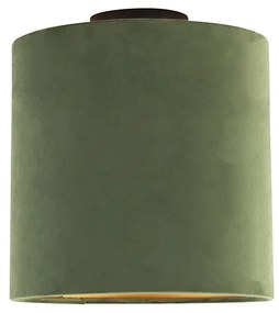 Plafoniera con paralume in velluto verde con oro 25 cm - Combi Black