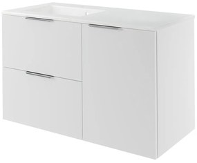 Mobile da bagno sospeso sotto lavabo L 105 x H 64 x P 48 cm bianco laccato, 2 cassetti, 1 anta SENSEA Neo