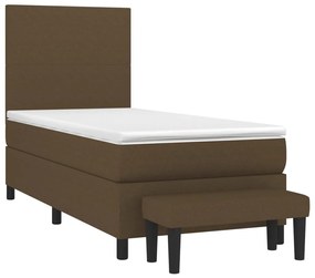 Giroletto a molle con materasso marrone scuro 90x200 cm tessuto