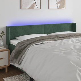 Testiera A Led Verde Scuro 183x16x78/88 Cm İn Velluto /