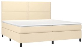 Letto a molle materasso e led bianco 200x200cm in tessuto