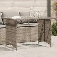 Tavolo da Giardino Piano in Vetro Grigio 110x68x70cm Polyrattan 366352