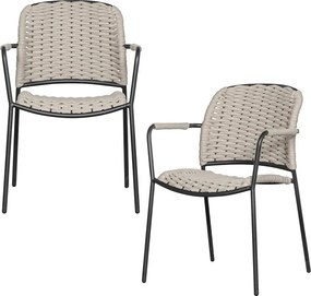 Set di 2 sedie da giardino in metallo nero e beige Taku - Exotan