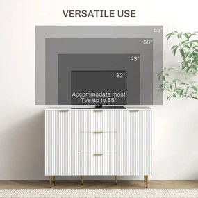 Credenza Moderna 120x40x89,5 cm con 3 Cassetti e 2 Armadietti in Legno e Metallo Bianco...