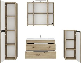 Composizione bagno sospesa 80 cm in rovere naturale spazzolato grezzo | LAC-EFESTO-80 - KAMALU