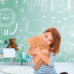 Fotomurale A.S. CREATION Zoo Draw, multicolor 371X280 cm