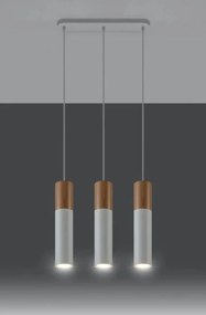 Lampadario a Sospensione in Legno e Acciaio 3xGU10 PABLO 3 Bianco