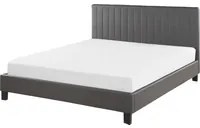 Letto Rivestimento in ecopelle grigia matrimoniale 140 cm 6 con testiera a doghe