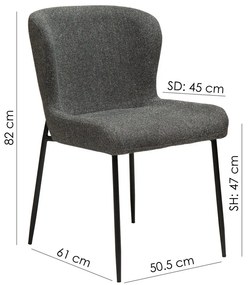 Sedia da pranzo grigio scuro Glam - DAN-FORM Denmark