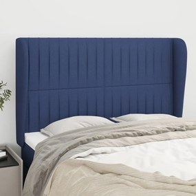 Testiera Ad Orecchio Blu 147 X 23 X 118/128 Cm İn Tessuto /