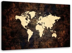 Quadro su tela, Mappa del mondo marrone