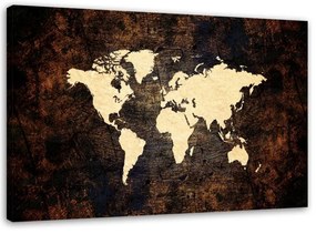 Quadro su tela, Mappa del mondo marrone  Dimensioni Tappeti 60x40