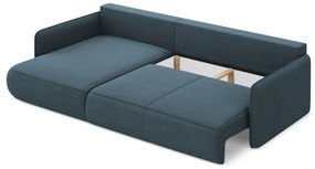 Divano angolare blu allungabile/con contenitore (con penisola a sinistra) Nanea – Makamii