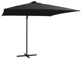 Ombrellone A Sbalzo Con Led E Palo İn Acciaio 250x250 Cm Nero /