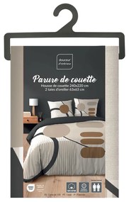 Set copripiumino e federa beige in cotone per letto matrimoniale ed esteso 240x220 cm Santana – douceur d'intérieur