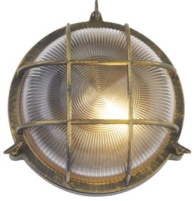 Plafoniera Esterno Vintage - Decò Paratia Alluminio Oro Trasparente 1 Luce E27