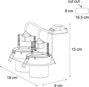 Set di 6 faretti da incasso bianchi GU10 50mm 2-Luci - Installa