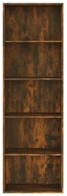 Libreria a 5 ripiani rovere fumo 60x30x189 cm legno multistrato