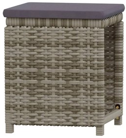 Set Divani da Giardino 7 pz con Cuscini in Polyrattan Grigio