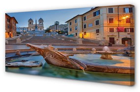 Quadro su tela Roma Sunset Fountain Buildings 100x50 cm