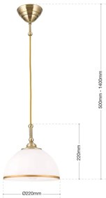 Orion HL 6-1808/1 - Lampadario a sospensione con filo OLD LAMP 1xE27/40W/230V bianco/ottone