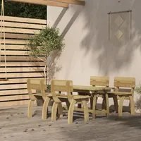 Set da Pranzo da Giardino 5 pz in Legno di Pino Impregnato cod mxl 40218