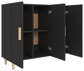 Credenza nera 90x34x80 cm in legno multistrato