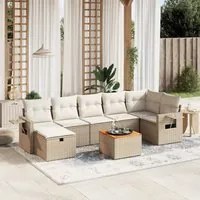 Set Divano da Giardino 8 pz con Cuscini Beige in Polyrattan 3264957