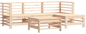 Set divani da giardino 5 pz con cuscini in legno massello