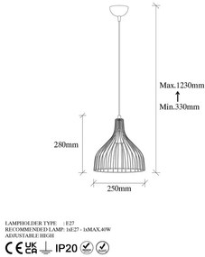 Lampadario dorato con paralume in metallo ø 25 cm Cafu – Opviq lights