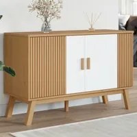 Credenza OLDEN Bianca e Marrone 114x43x73,5 cm Massello di Pino 358611