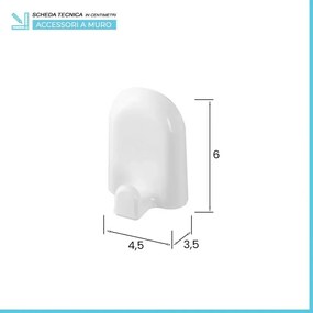 Set accessori a muro 7 pezzi in ABS bianco con doppio fissaggio Gioia