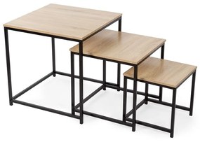 Tavolini in colore naturale in set di 3 pezzi 50x50 cm - Compactor